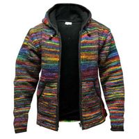 Wholesale Mens Retro Hippie Fleece Hoodie Zipper Cardigan Bohemian Jacket Coat Outwear Winter
