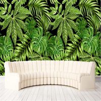 Wholesale Wallpapers Milofi Custom Southeast Asian Style Green Palm Tree Leaf Art Mural Living Room Bedroom Wallpaper Background Wall