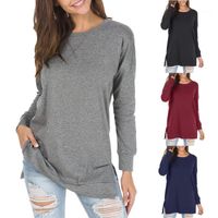 Wholesale Women s Jackets Spread Out Under The Fork Long Sleeve Pullover Solid Color Top For Women Jacket