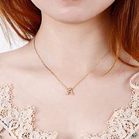 Wholesale Elegant Gold Color Choker Necklace Letters Stainless Steel Zirconia Stone Meaning Gift For Women Lover Girls Pendant Necklaces
