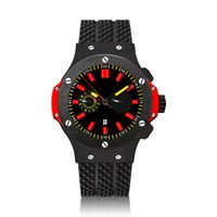 Wholesale Men s Luxury High Quality Automatic Mechanical Watch REQUIN BIG Black Stainless Steel Case Red Rubber Strap BANG Classic Fusion