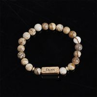 Wholesale Top Quality Natural Stone Faith Bracelet For Women Men Pulseira Couple Jewelry Charm Stretch Chakra Bracelets Parents Gifts Beaded Strands