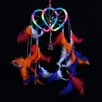 Wholesale Couple Heart Lovers Fancy Ojibwe Magic Rainbow Dream Catcher Hoop Pendant Geuine Feathers Handmade Hanging Decor Dreamcacher Decorative Obje