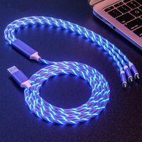 Wholesale USB phone cables lighting Micro Type C in LED Glow Flowing Charger Charging for iPhone PROMAX android