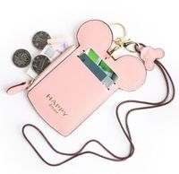 Wholesale Card Holders letter Happy Dream Lanyard Neck Strap PU Coin Purse Bags Kids Wallet