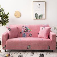 Wholesale Chair Covers Pink Stretch Sofa Cover Colorful Feather Pattern Sectional Couch All inclusive Furniture Protector
