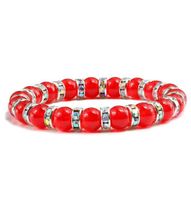Wholesale Fashion Women Beads Bracelet Red Crystal Natural Stone Rhinestones Circle Charm Strand Bangles Transfer Luck Jewelry Girls Gifts Beaded Strand