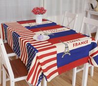 Wholesale American Flag Tower Red Blue Tablecloth El Bar Cotton Decorative Desk Table Cover Stripe I Love France Tablecloths B466 Cloth