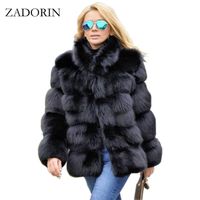 Wholesale ZADORIN Thick Warm Winter Coat Women Luxury Faux Fur Coat Plus Size Women Stand Fur Collar Fake Fur Jacket Outerwear