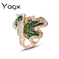 Wholesale Jewelry Style Colorful Ring with Diamond Leaves YJ40716