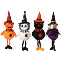 Wholesale Halloween Decoration Hanging Garden Fancy Plush Toy Pumpkin Witch Black Cat Ghost With Spider Round Belly Hat Stuff Table Ornament Party Bar Decor