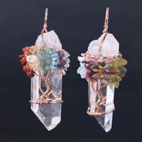 Wholesale Pendant Necklace Men s Big Gem Ladies Natural White Crystal Quartz Chakra Tree of Life Rose Gold Hand Wound Amulet