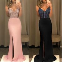 Wholesale Prom Gown Dress Dresses Selling Sexy Women Elegant Floor length Formal Wedding Party Sequined Patchwork Bridesmaid Long Slip Womens