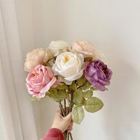 Wholesale Decorative Flowers Wreaths Rose Imitation Dried Burnt Edge Fake For Dining Living Room Decoration Ornaments Home Artificial Bouquet