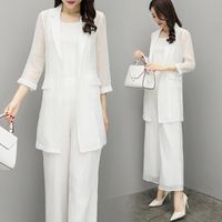 Wholesale Chiffon Pant Suits For Mother Of The Bride Groom Women Party Wedding Guest Formal White Elegant Piece Set Pantsuit Outfits Women s Two Pan