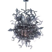 Wholesale Italian Gray Ceiling Lights Art Flower Pendant Lamps for Living Room Hand Blown Murano Glass Chandelier with LED by Inches