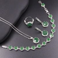 Wholesale Funmode Design Green Round Shape Cubic Zircon Link Chain Small Jewelry Sets For Women Costume Party FS122 Earrings Necklace