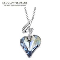 Wholesale Neoglory Austrian Crystal Rhinestones Four Colors Heart Love Chain Necklaces Pendants For Women Gift India Jewelry Pendant