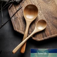 Wholesale Japanese Style Beech Soup Spoons Long Handle Tableware Kitchen Wooden Porridge Rice Spoon Teaspoon Dinnerware Cooking Utensils