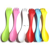 Wholesale 3 In Plastic Flatware Spoon Fork Knife Cutlery Set Camping Utensils Spork Dinnerware Sets Plastic Travel Gadget Flatware Tool NHA10411