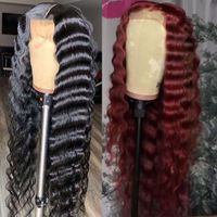 Wholesale Cuticle Aligned Virgin Indian Hair Raw Unprocsed Lace Frontal Wig Loose Deep Wave For Black Women Human Hair Lace Front WigsM3DB