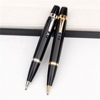 Wholesale High quality Bohemies Black Resin Ballpoint pen Mini Stationery office school supplies Writing Smooth Ball pens with Diamond and Serial Number on Clip