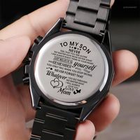 Wholesale To My Son I Will Always Carry You In Heart From Mum Engraved Watch Men s Gifts Christmas Presents Wristwatches