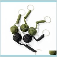 Wholesale And Camping Hiking Sports Outdoors5Pcs Tactical Paracord Monkey Fist Keychain Knife Lanyard Chrome Steel Ball Outdoor Survival Kit
