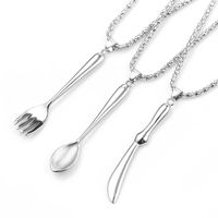 Wholesale 3PCs Crown Cutlery Knife Fork Spoon Necklace Vintage Style Jewelry Charm Pendant Necklaces For Chef Gift