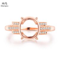 Wholesale Cluster Rings Shruno Women Diamond Ring Solid K Rose Gold Oval Cut x8mm Natural Semi Mount Engagement Wedding For Ladys Gift