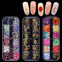 Wholesale Nail Art Decorations Styles Boxes D Rhinestones Metal Hollow Glitters Beads Acrylic Sequins Nails Decoration Tips Manicure