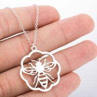 Wholesale Pendant Necklaces Cute Origami Honey Bee Necklace For Women Long Chain Animal Stainless Steel Geometric Custom Jewelery