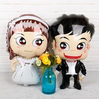Wholesale Party Decoration pc cm Bride Groom Wedding Favors Foil Balloons Mariage Boy Girl Love Helium Balls Valentine s Day Event Supplies Toy