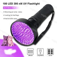 Wholesale Torches LEDs Black Light nm UV Flashlight Handheld Portable Ultraviolet Detector Fluorescent Agent Detection Purple Lamp DHL