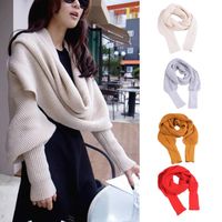 Wholesale Scarves Women Winter Knit Blanket Long Shawl Wrap With Sleeves Solid Color Crochet Sweater Scarf Multi Use Cape Neck Warmer