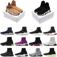 Wholesale Fashion Speed Trainers sock shoes High Quality booties men women Trainer luxury designer walking lace socks boot runners mens red black casual stretch knit Sneakers