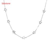 Wholesale Authentic Sterling Silver Pendant Star Necklace Women Choker Necklaces Femme cm Chain Christmas Jewelry Gifts Chains