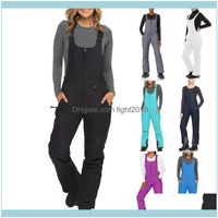 Wholesale Wear Sports Outdoors Skiing Pants Athletic Outdoor Apparel Women Insulated Bib Overalls Jumpsuits Solid Color Pocket One Piece Suspenders