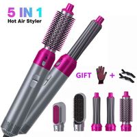 Wholesale 5 in One Step Hair Volumizer Brush Styler for Rotating Straightening Curling Negative Ion Ceramic Blow Dryer