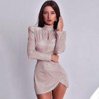 Wholesale Casual Dresses Lygens Bling Shinning Long Sleeve Mini Dress Women See Through Sexy Party Club Wear Girls Birthday Winter Fall Clothes