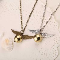Wholesale Golden Necklace Fly Ball Antique Bronze Silver Color Wing Pendant Steampunk Vintage Retro Movie Jewelry Men Whole
