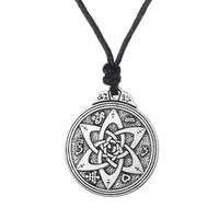 Wholesale My Shape Flower Of Life Wiccan Pentacle Star Black Wood Amulet Necklace Rope Chain Chains