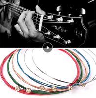Wholesale 1 Set Rainbow Colorful Guitar Strings E A for Acoustic Folk Classic Multi Color Parts