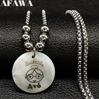 Wholesale Pendant Necklaces Fashion Avo Shell Stainless Steel Statement Necklace Women Bead Long Silver Color Jewelery Colar Masculino N18663
