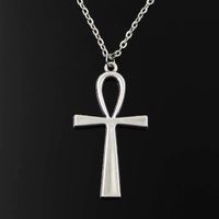 Wholesale Necklace Simple Classic Fashion Cross Egyptian Ankh Life Symbol Antique Silver Color Pendant Short Long Chain Necklaces Jewelry for Women