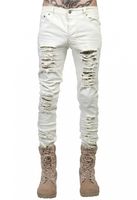 Wholesale Men s Shorts fashion men s jeans ripped for men ny Distressed slim biker hip hop swag black white pants size G9M7