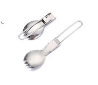 Wholesale Foldable Folding Stainless Steel Spoon Spork Fork Outdoor Camping Hiking Traveller Kitchen Tableware BWD13587