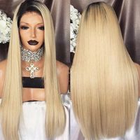 Wholesale Synthetic Wigs B Blonde Ombre Lace Front Wig Straight Heat Resistant Fiber Replacement For Women Free Part
