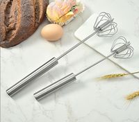 Wholesale Kitchen baking tools whipped cream mixer hotel manual pressing rotary stainless steel semi automatic whisk