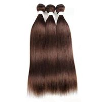 Wholesale Medium Brown Human Hair Bundles Straight Mongolian Hair Weave Non Remy Pieces Extensions